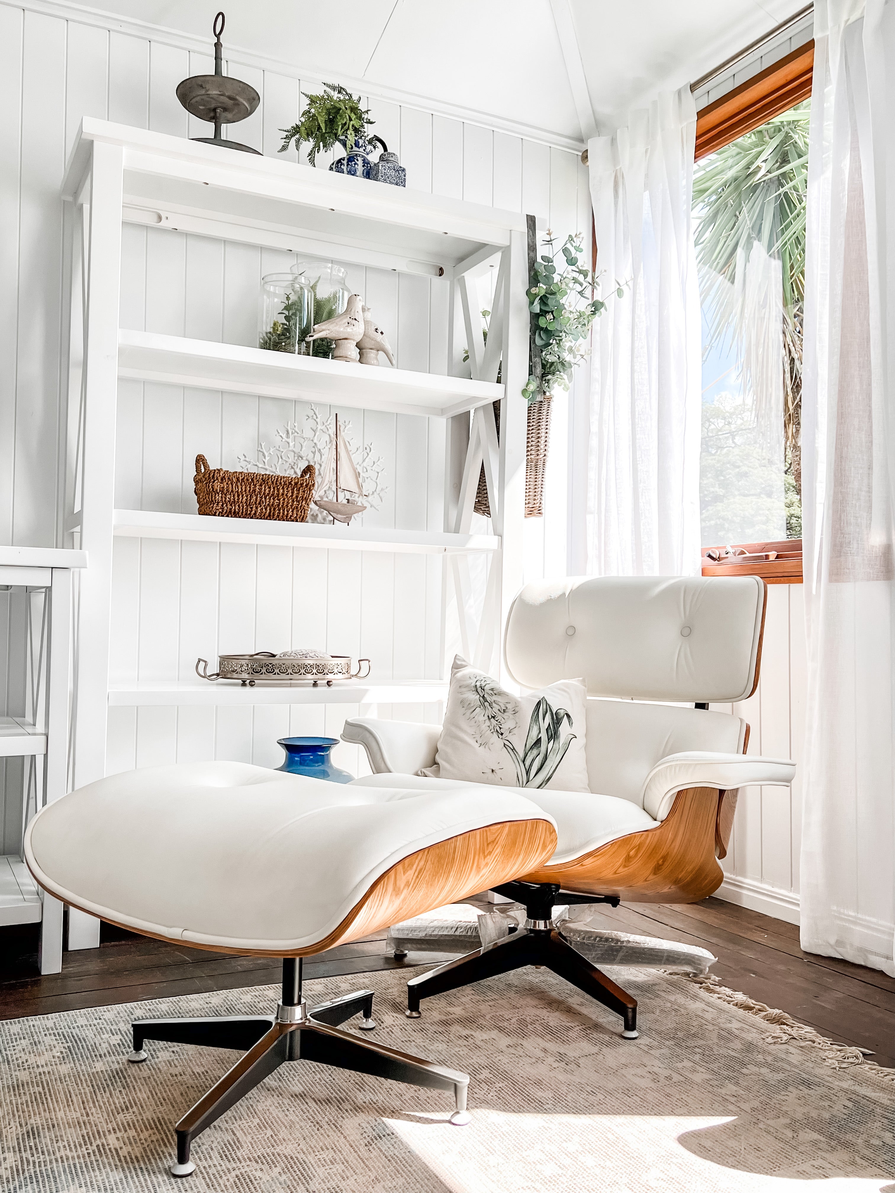 Eames white leather online chair